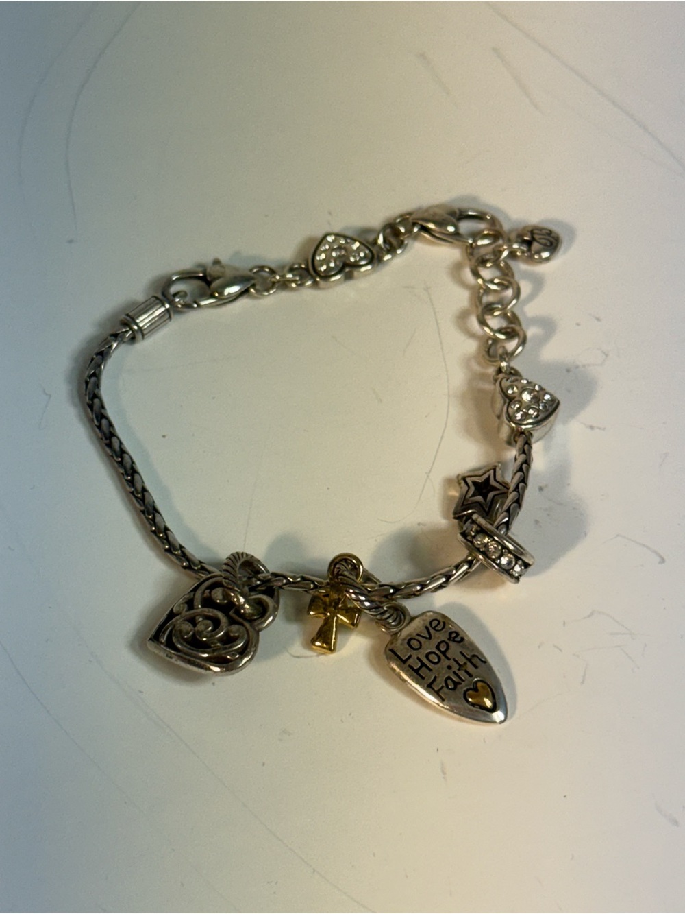 Brighton Silver-Tone Charm Bracelet with Gold Accent